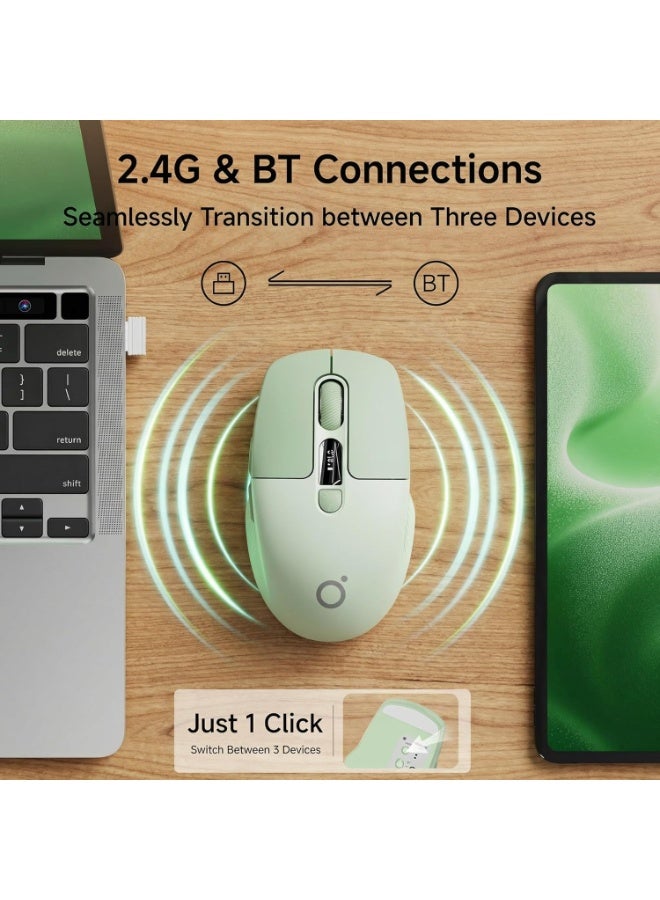 Eweadn Wireless Bluetooth Mouse With Battery & DPI LED Screen Display,BT & 2.4G Silent,Quiet Click,Portable Computer Accessories For Laptop/PC/Mac(Green) - Image 3